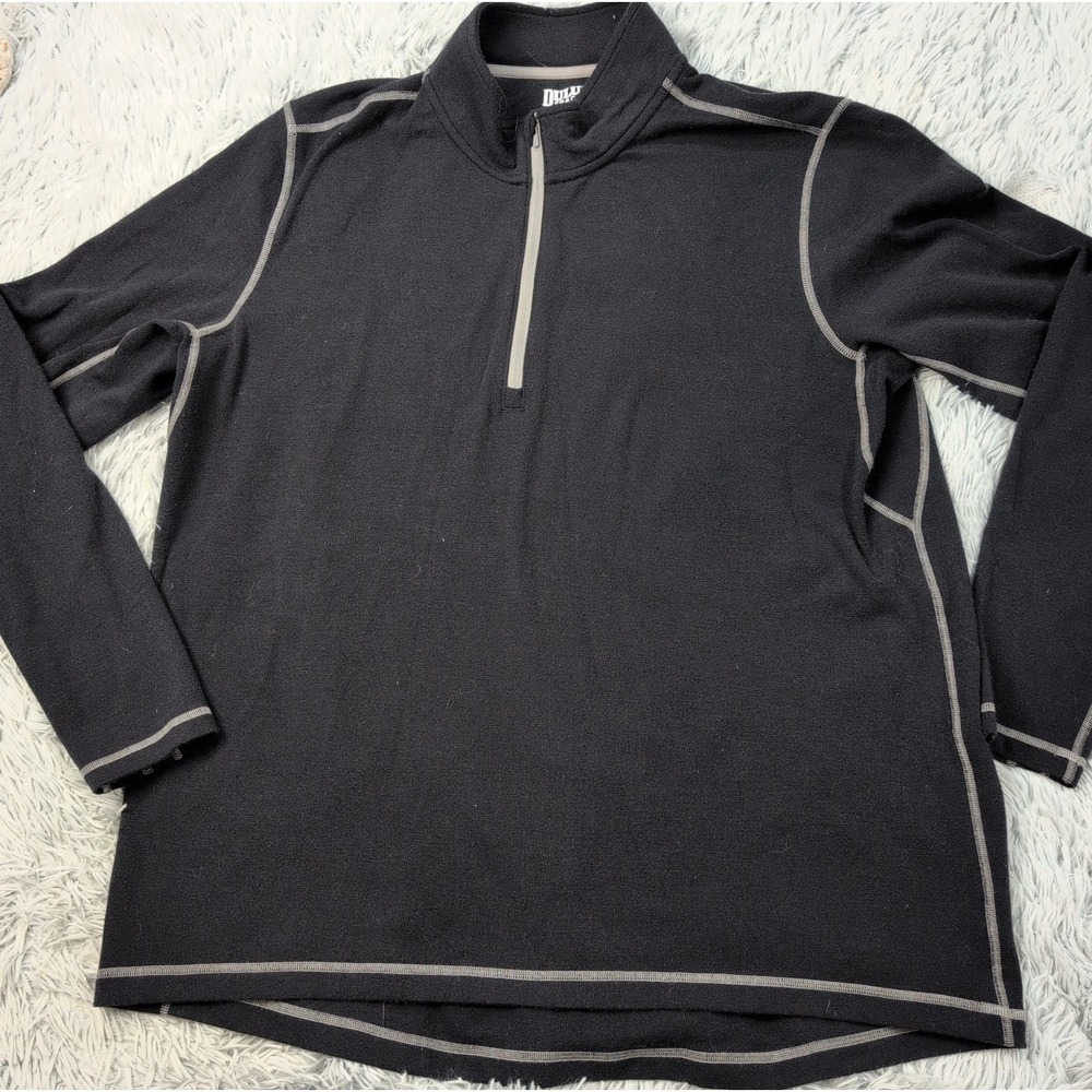 Duluth Trading Sweatshirt Mens 2XL Black Merino Wool Blends Half Zip Comfort